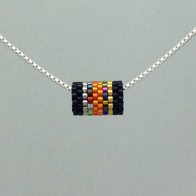 Black, Orange bead